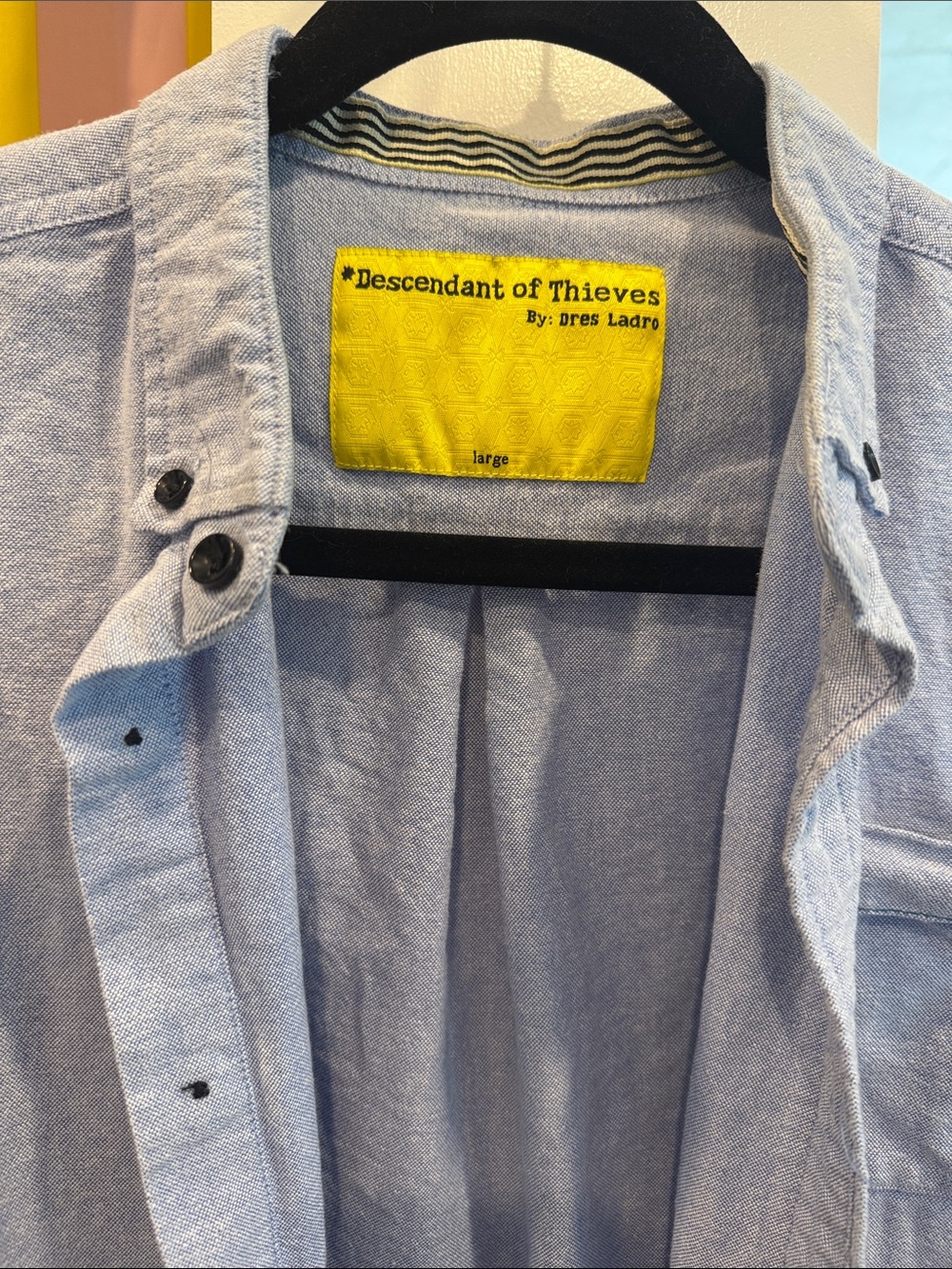 Descendant of Thieves Men's Light Blue Casual Button-Down Shirt